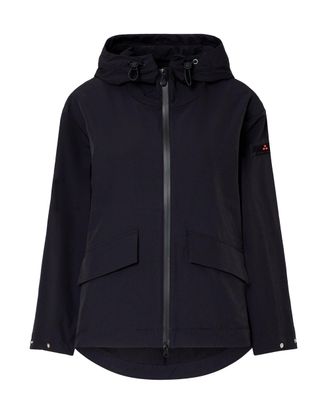 Peuterey Soft-Fit Black Technical Nylon Jacket with Drawstring Hood and Flap Pockets
