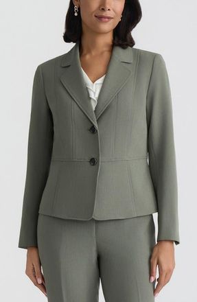 Kasper Seamed Stretch Crepe Jacket in Dark Sea Stone at Nordstrom, Size 18