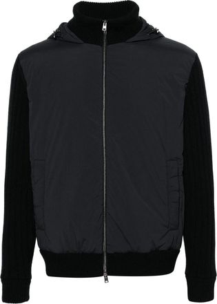 Herno knitted-panels hooded jacket - men - Polyamide/Polyester/Wool/Elastane/Elastane/Polyamide - 62 - Blue