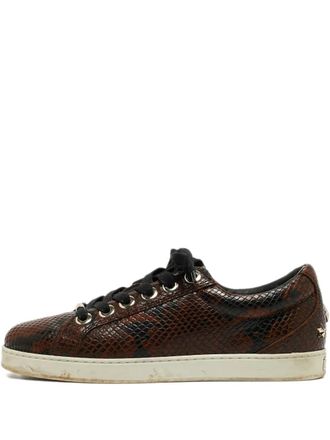 Jimmy Choo London python-embossed leather star sneakers - Brown
