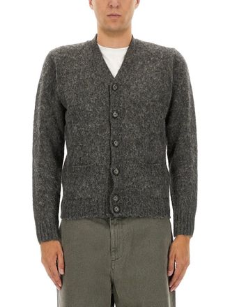Aspesi Textured Wool Cardigan With V-Neckline And Button Closure