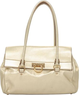 Ferragamo Gancini Gold Leather Tote Bag (Pre-Owned)