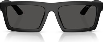 Prada 58mm Rectangular Sunglasses in Matte Black/dark Grey at Nordstrom