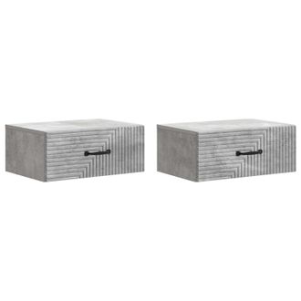 vidaXL Mesita De Noche De Pared 2 Pcs Gris Hormig&oacute;n 49 X 34,5 X 20 Cm Vidaxl