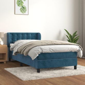 vidaXL Vidaxl - Cama Box Spring Con Colch&oacute;n Terciopelo Azul Oscuro 90x190 Cm