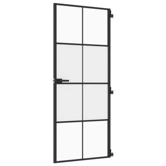 Berkfield Home Interior Door Slim Black 83x201.5 cm Tempered Glass & Aluminium