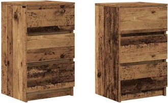 vidaXL Vidaxl - Mesillas De Noche Con 3 Cajones 2 Uds Madera Vieja 39x35x65 Cm