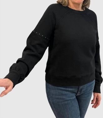 bobi Micro Stud Raglan Pullover In Black