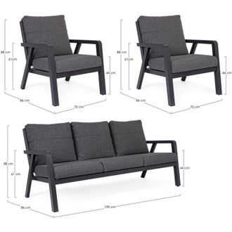 BIZZOTTO Juego De Sal&oacute;n De Jard&iacute;n Truman Antracita