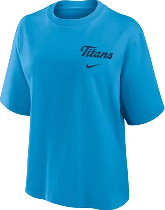 Nike Tennessee Titans Rivalries Collection Boxy Nike Womens NFL T-Shirt in Blue | 01CM4AI9V-MCF