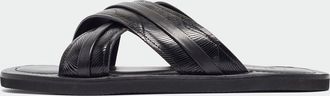 Malone Souliers Black Textured Leather Slides