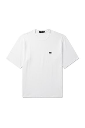 Dolce & Gabbana Logo-Appliqu&eacute;d Cotton-Piqu&eacute; T-Shirt
