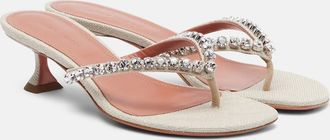 Amina Muaddi Gigi embellished canvas thong sandals