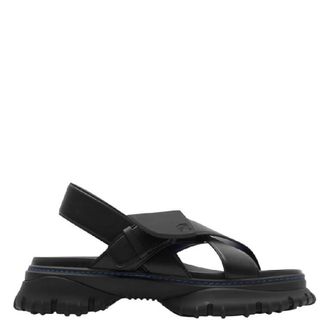 Burberry Pebbled Leather Sandals, Brand Size 37 ( US Size 7 )