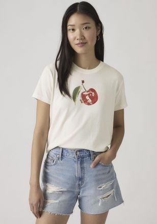 Levi's T-Shirt LEVIS GR FAVORITE TEE, Damen, Gr. XS (34), disco cherry egret, Single Jersey, Obermaterial: 100% Baumwolle, bedruckt, regular fit normal, Rund