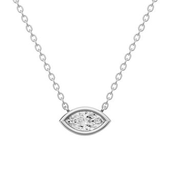 Diamond2Deal 14K White Gold 0.50 Ct Marquise Shape Lab Grown Diamond Solitaire Pendant Necklace