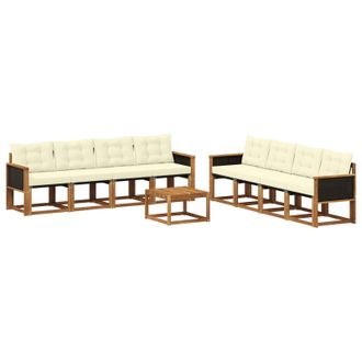 vidaXL Conjunto De Sof&aacute;s De Exterior Con Coj&iacute;n 9 Pcs Natural Y Crema Vidaxl