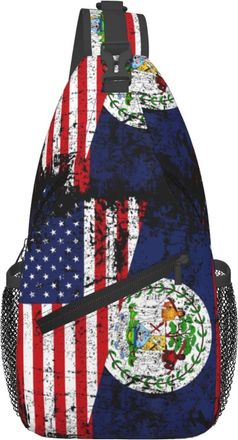 Generic Half Belizean American Flag Cross Body Bag Lightweight Sling Bag Trendy Daypack For Women Shopping Camping