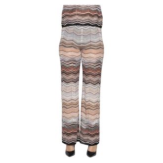 Missoni Wide Trousers, female, Multicolor, Size: XS Lurex Herringbone Wide-Leg Trousers
