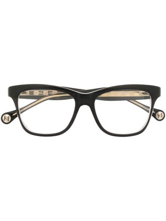 Carolina Herrera Occhiali squadrati con stampa - Nero