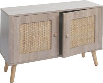 Hhg Nunca Usado] C&oacute;moda Hhg 216, Mueble Aparador Highboard, Compartimentos De Almacenaje, Madera De Rat&aacute;n Kubu Melamina, Aspecto Roble