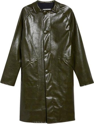 Maison Margiela Faux Leather Coat in Forest Green at Nordstrom, Size 0 Us