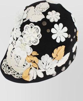 Dolce & Gabbana wool floral-embroidered studded hat