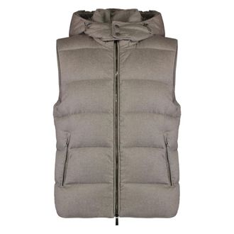 Moorer Vests, male, Beige, Size: L Goose Down Hooded Bodywarmer
