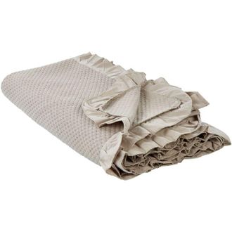 Beliani Copriletto con balza decorativo in cotone 220 x 240 cm Tortora Hatton