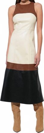 Adelyn Rae Caspia Vegan Color Block Midi Dress In Brown Multi