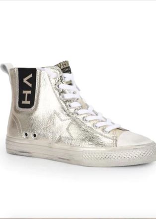 Vintage Havana Womens Hightop Sneakers In Gold Foil