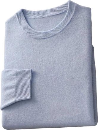 Generic Mens Solid Color Everyday Classic Wool Pullover Sweater, Crew Neck Long-Sleeve Cashmere Sweater Light Blue