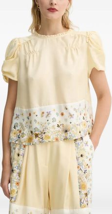 Munthe floral-print puff-sleeve top - women - Fabric - 34 - Yellow