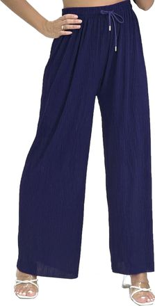 Generic Womens Textured Ribbed Relaxed Wide Leg Smart Casual Palazzo Trousers (as8, Alpha, l, x_l, Regular, Regular, Navy)