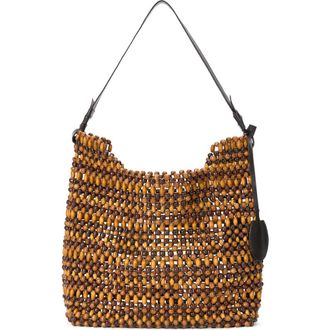 Staud Drift Wood Bead Shoulder Bag in Multi Wood Beads at Nordstrom