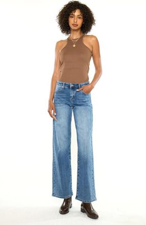 Kancan Angelique Mid Rise Wide Flare Jeans in Medium Wash at Nordstrom, Size 31
