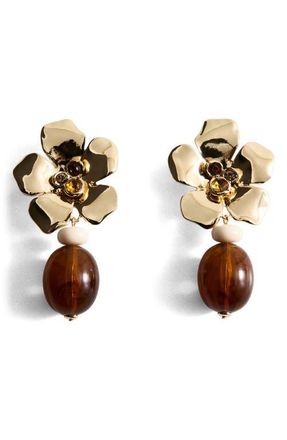 Mango Floral Drop Earrings in Gold at Nordstrom