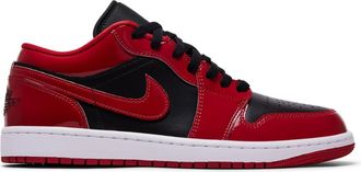 Air Jordan Mens Jordan 1 Low SE Patent Varsity Red Black