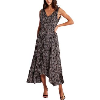 Bishop + Young Highbrow Pleat Dress in Retro Print at Nordstrom, Size X-Small