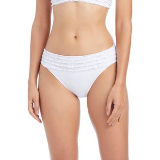 Bleu Rod Beattie Banded Hipster Bikini Bottoms in White at Nordstrom, Size 12