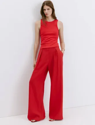 Mango Top coste cotone rosso - Donna - XXS - MANGO