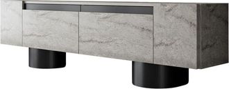 Asir Group LLC Mueble Tv, Mesa Tv, Mueble Bajo. Stand Travertine Negro