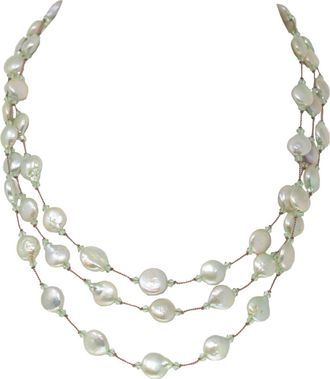 Margo Morrison Freshwater Pearl Necklace In Pale Green