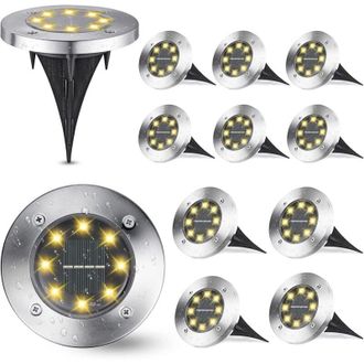 OEM Juego De 12 Luces Solares Empotrables Con 8 Led De 3000k Para Jard&iacute;n, Patio Y Piscina. Iluminaci&oacute;n Eficiente Y Decorativa