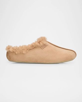 Maison Margiela Shearling-Lined Suede Anatomical Mules