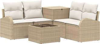 vidaXL Juego De Sof&aacute; 6 Uds. Beige Y Blanco Crema Vidaxl