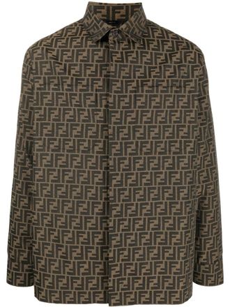 Fendi Shirtjack met monogram patroon - Bruin