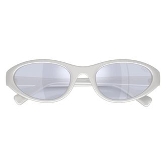 Polo Ralph Lauren Geglazuurde Ovalen Zonnebril - Heren - Zonnebrillen - Wit - 55 MM - Accessoires