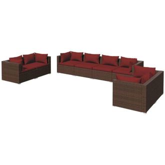 vidaXL 8 Pcs Garden Lounge Set Con Coj&iacute;n Mimbre Pe Brown