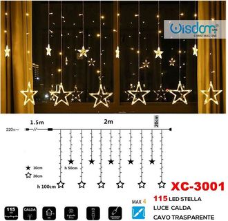 Trade Shop Trade Shop - Luminosa Natalizia 115 Led Con Luces Calda Calda Calvo Transparente Xc-3001